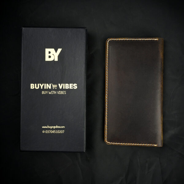 Premium Handcrafted Dark Leather Wallet by Buying Vibes