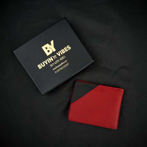 The Bold Elegance: Red & Black Leather Wallet