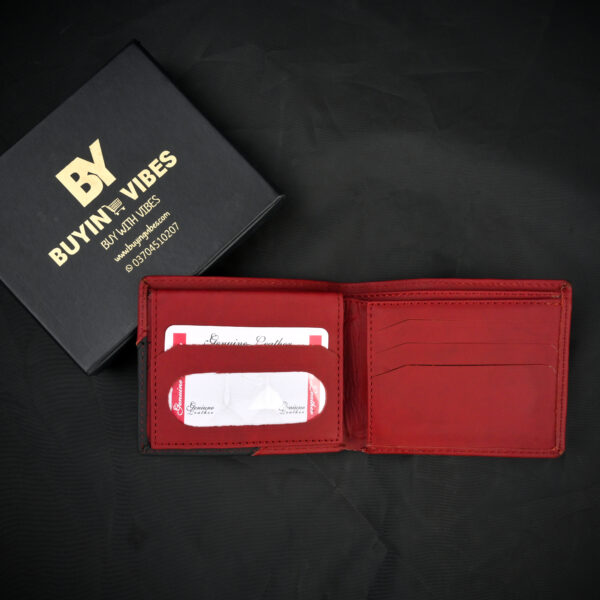 The Bold Elegance: Red & Black Leather Wallet - Image 2